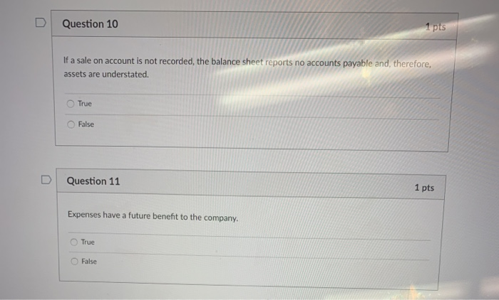 Solved Question 10 1 pts If a sale on account is not | Chegg.com