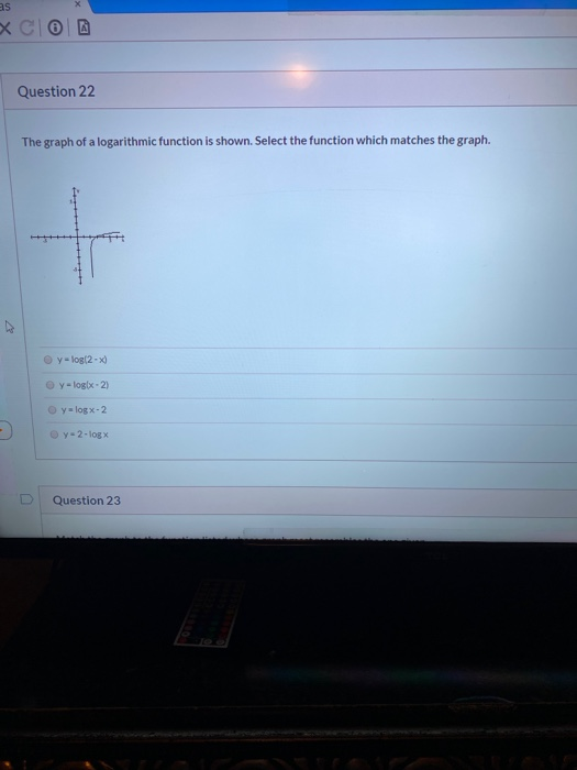 Solved as XCO Question 22 The graph of a logarithmic | Chegg.com