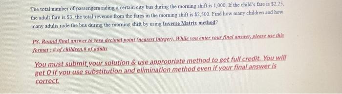 Solved The total number of passengers riding a certain city | Chegg.com