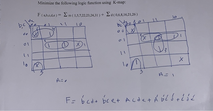 Solved Minimize The Following Logic Function Using K Map Chegg Com