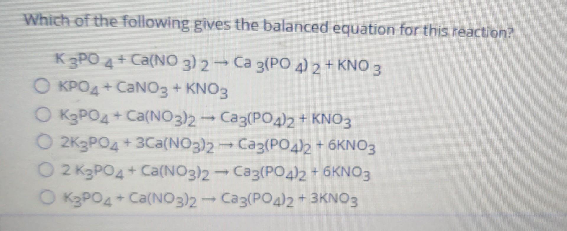 Solved Which of the following gives the balanced equation | Chegg.com