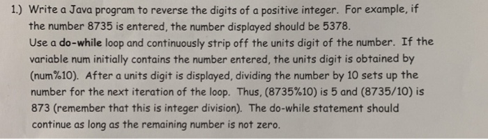 Solved 1.) Write a Java program to reverse the digits of a | Chegg.com