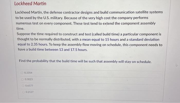 Solved Lockheed Martin Lockheed Martin, the defense | Chegg.com