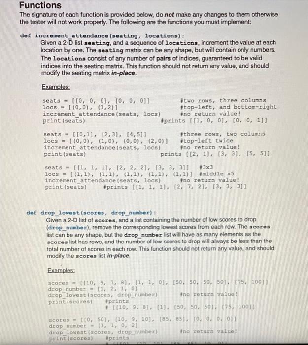 Solved Functions The signature of each function is provided | Chegg.com