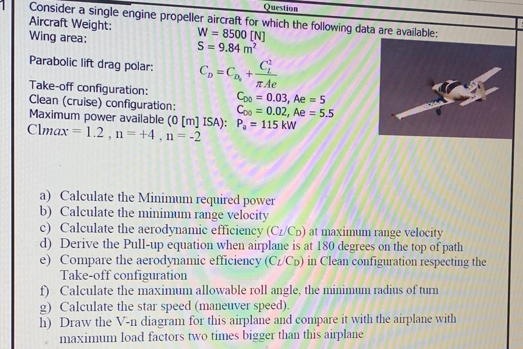 Solved Consider a single engine propeller aircraft for which | Chegg.com