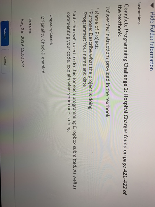 Solved Hide Folder Information Instructions Complete | Chegg.com