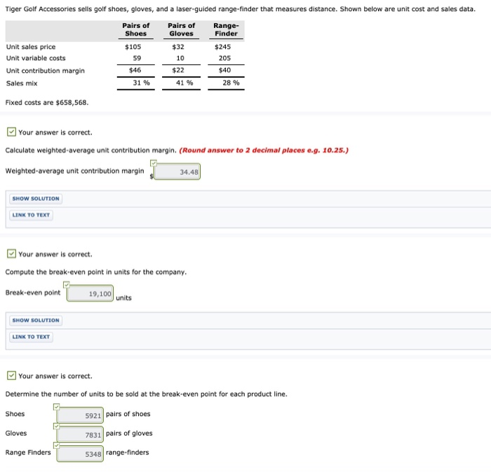 Solved Tiger Golf Accessories sells golf shoes, gloves, and