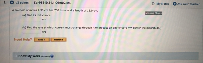Solved 1 12 Points Serpse10 311op002mi My Notes Ask 9918