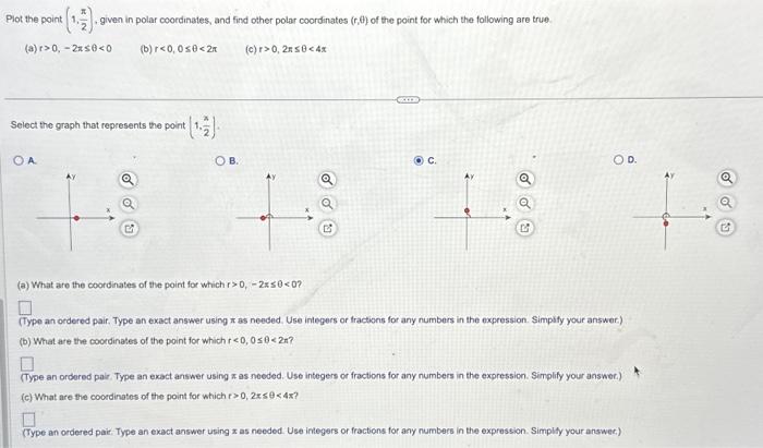Solved Plot the point (1,2π), given in polar coordinates, | Chegg.com
