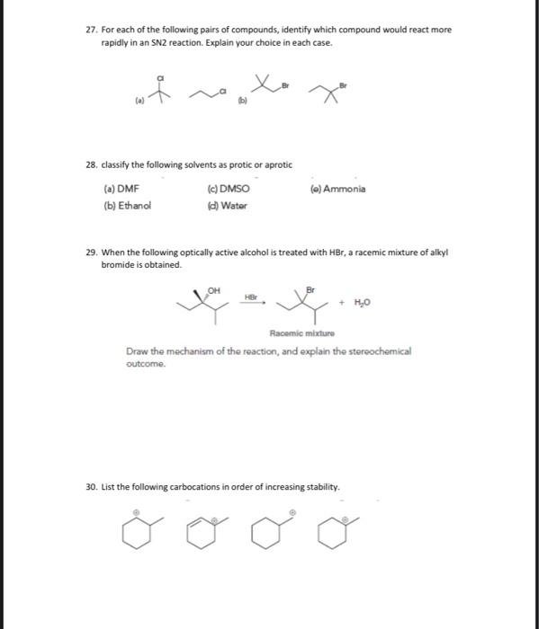 Solved 27. For each of the following pairs of compounds, | Chegg.com