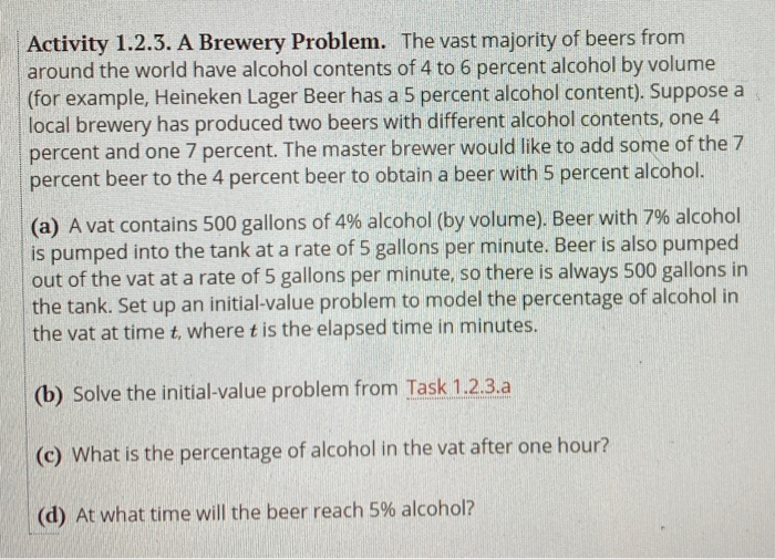 Activity 1 2 3 A Brewery Problem The Vast Majority Chegg Com