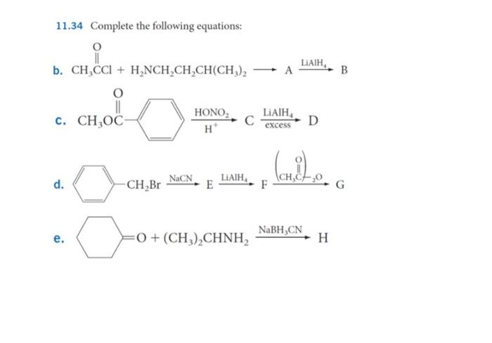 Solved 11.34 Complete The Following Equations: B. CH,CCI + | Chegg.com