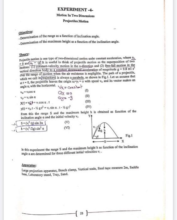 Solved Experiment Motion In Two Dimensions Projectiles Chegg Com