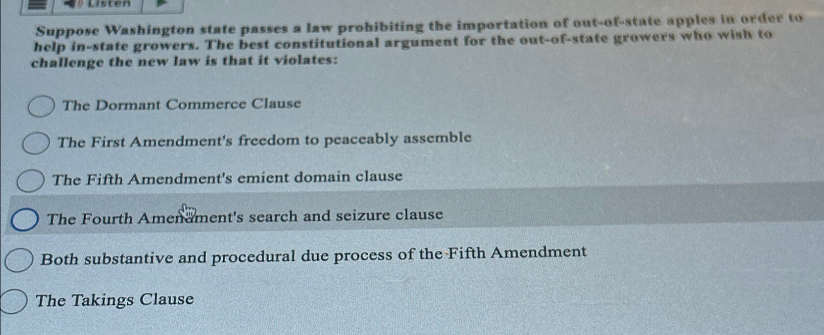 Solved Suppose Washington state passes a law prohibiting the 