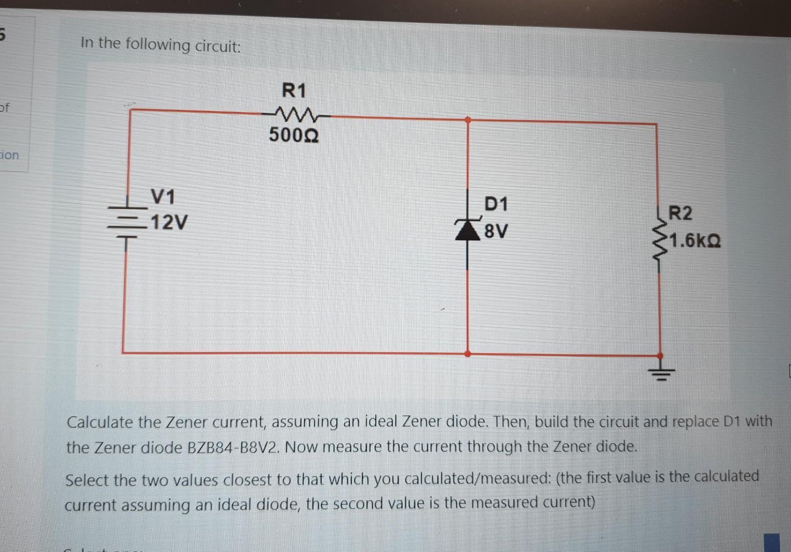Solved In the following circuit Calculate the Zener