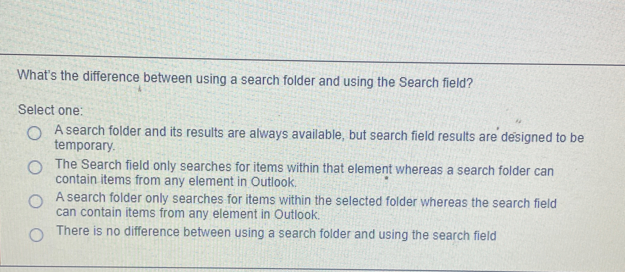 Solved What's the difference between using a search folder | Chegg.com