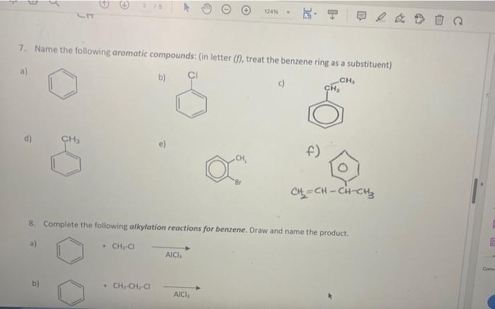 Solved 7. Name The Following Aromatic Compounds: (in Letter | Chegg.com