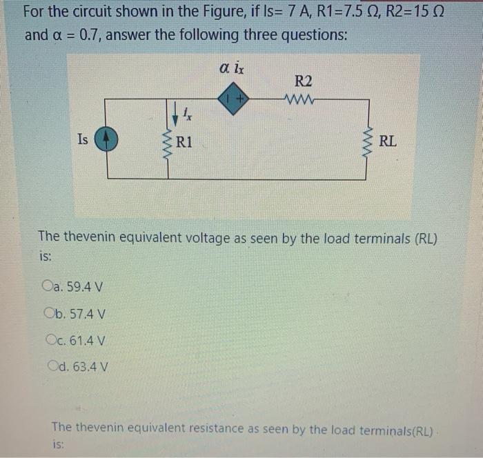 Solved For the circuit shown in the Figure, if Is= 7 A, | Chegg.com