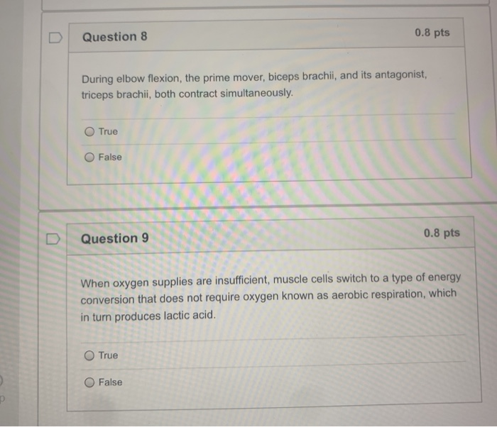Solved Question 8 0.8 pts During elbow flexion, the prime