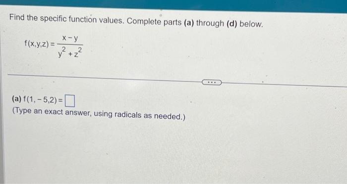 Solved Find the specific function values. Complete parts (a) | Chegg.com