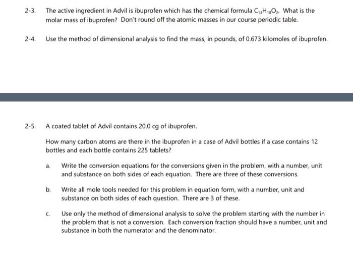 Solved 23. The active ingredient in Advil is ibuprofen