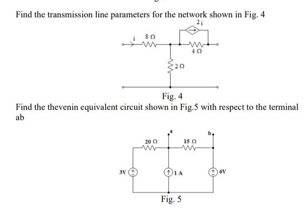 Solved Find the transmission line parameters for the network | Chegg.com