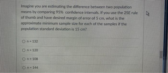 Solved Imagine you are estimating the difference between two | Chegg.com
