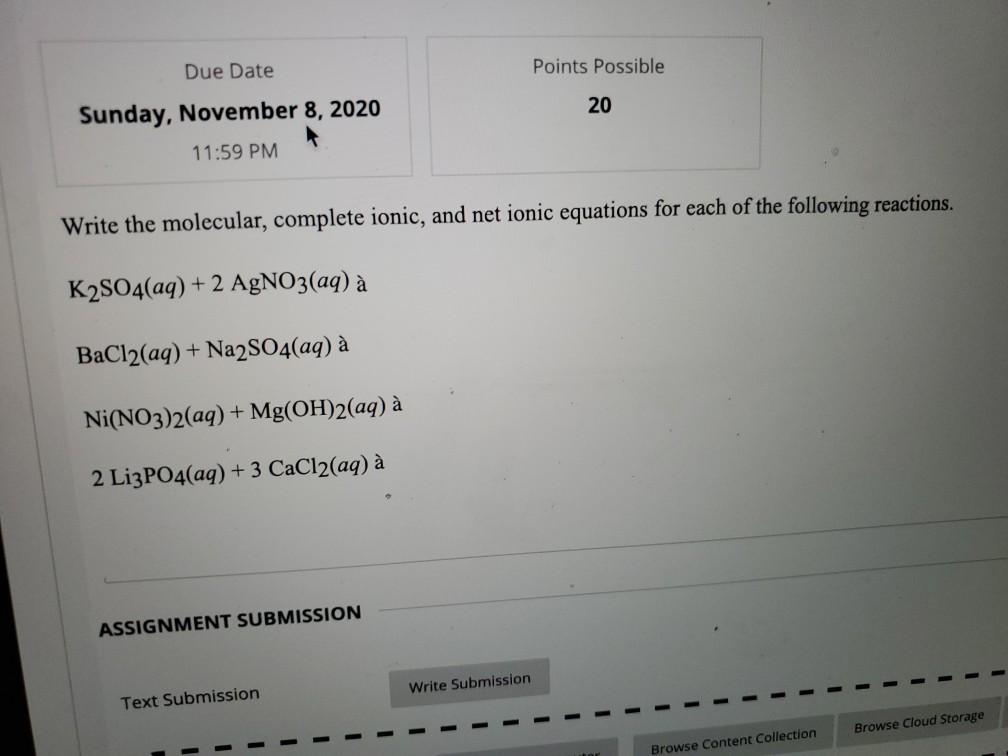 Solved Due Date Points Possible 20 Sunday, November 8, 2020 | Chegg.com