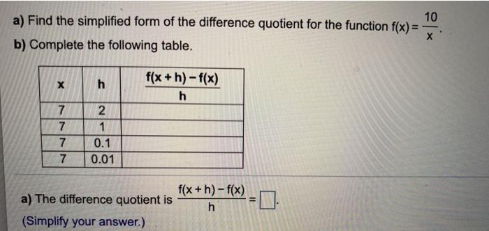 Solved a) Find the simplified form of the difference | Chegg.com