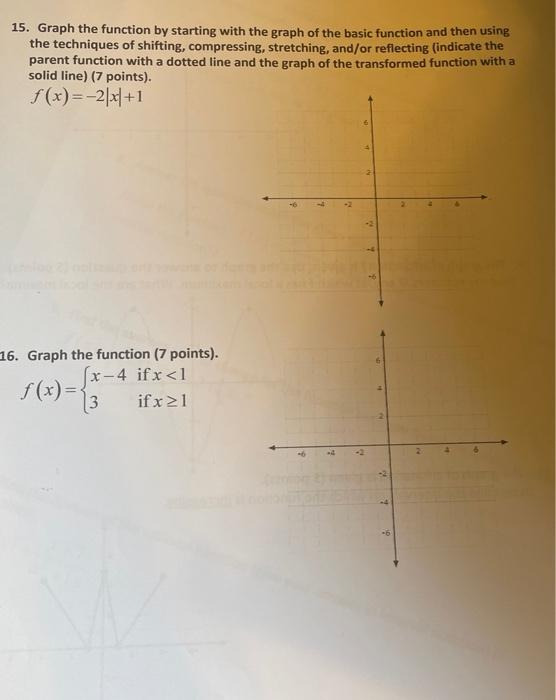 Solved 15. Graph the function by starting with the graph of | Chegg.com