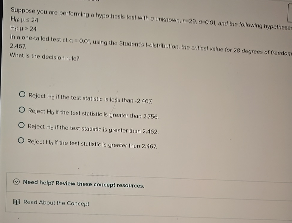 Solved Suppose you are performing a hypothesis test with a | Chegg.com