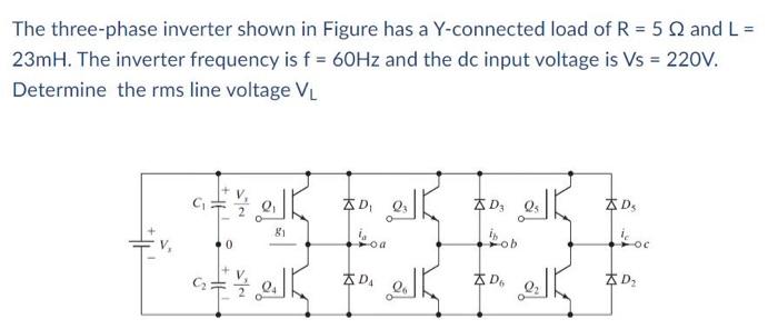 Solved The three-phase inverter shown in Figure has a | Chegg.com