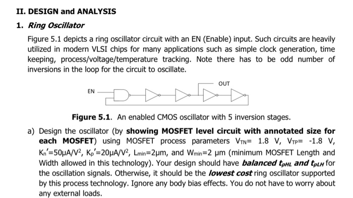 II. DESIGN and ANALYSIS 1. Ring Oscillator Figure 5.1 | Chegg.com