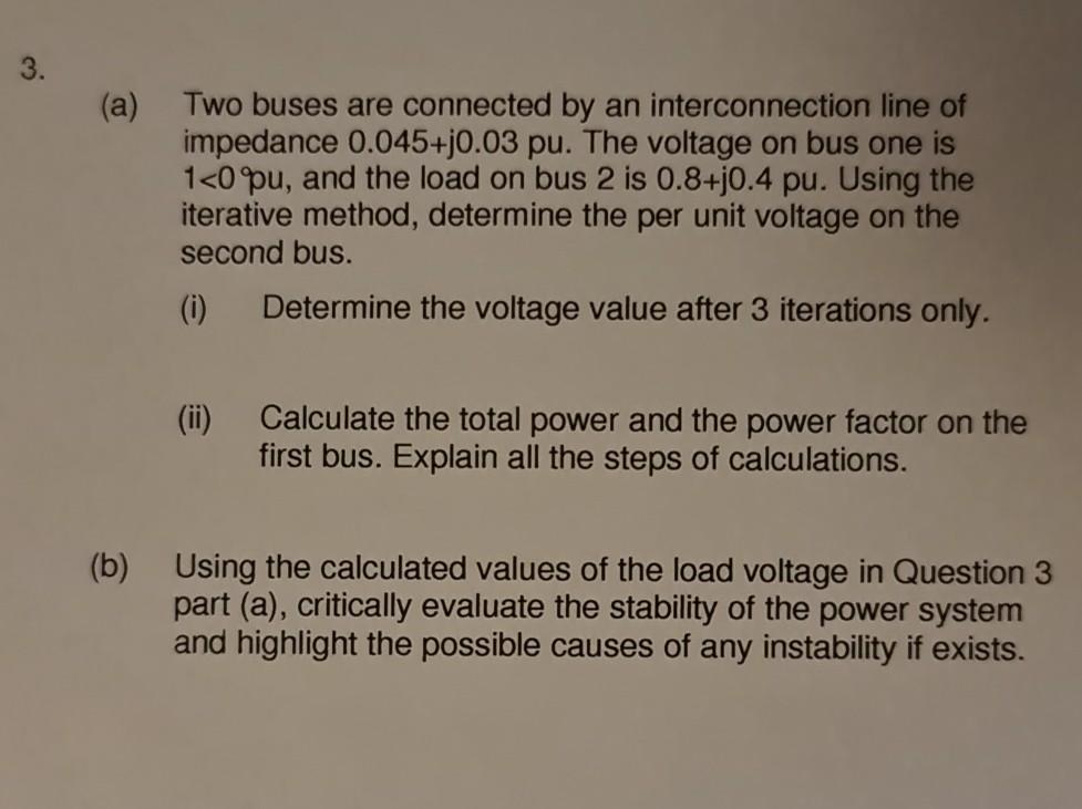 Solved 3. (a) Two buses are connected by an interconnection | Chegg.com