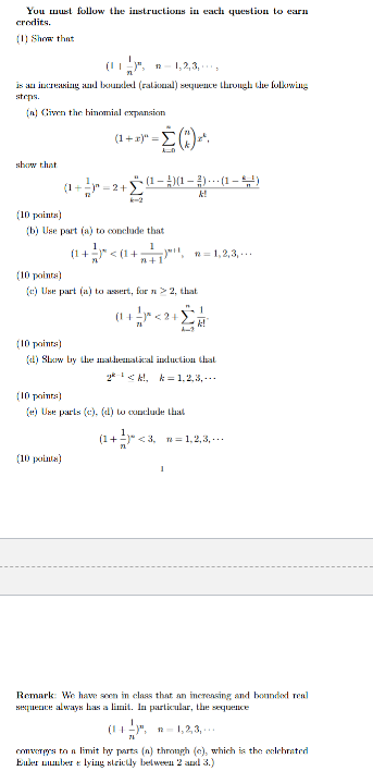 Solved You must follow the instructions in ﻿each question to | Chegg.com