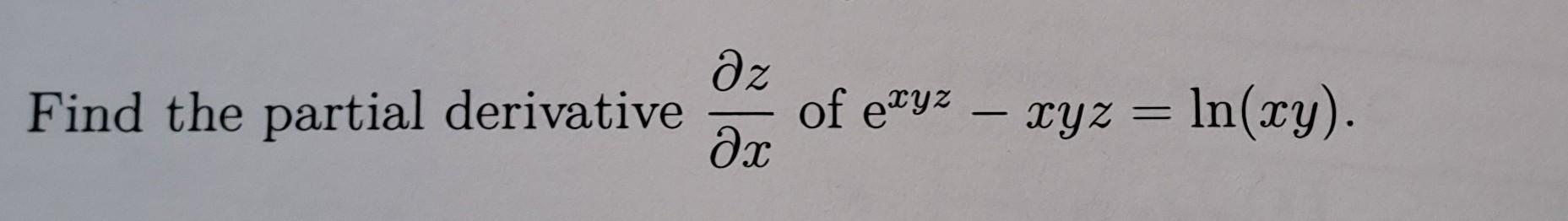 partial derivative of ln xyz