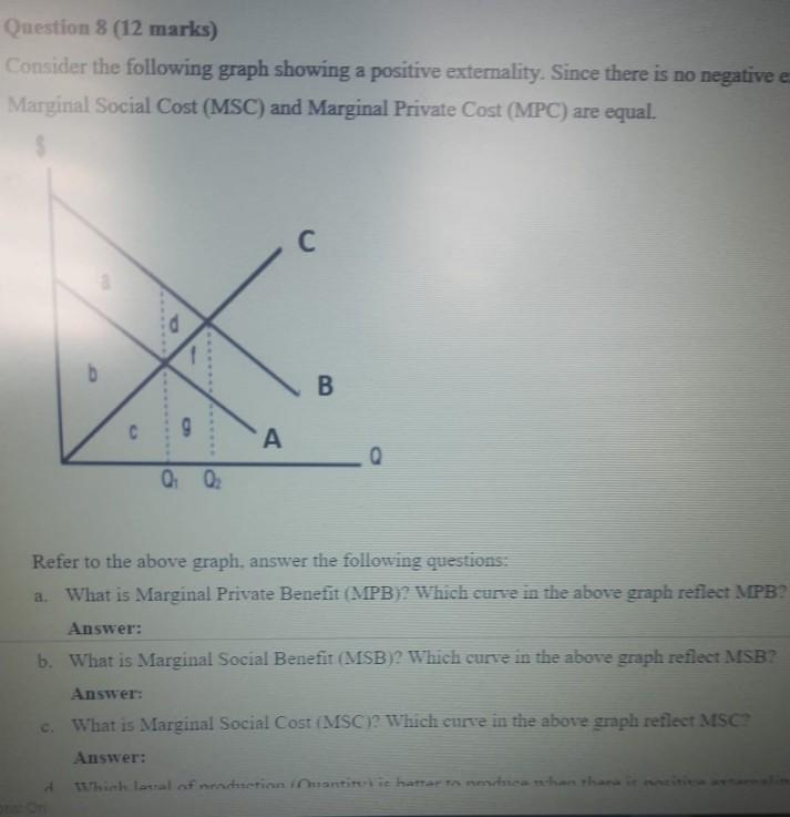 Solved Question 8 (12 marks) Consider the following graph | Chegg.com