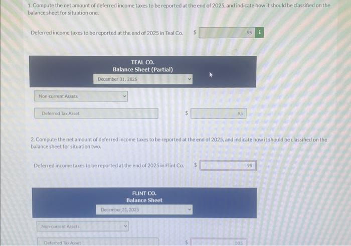 Solved 1. Compute the net amount of deferred income taxes to | Chegg.com