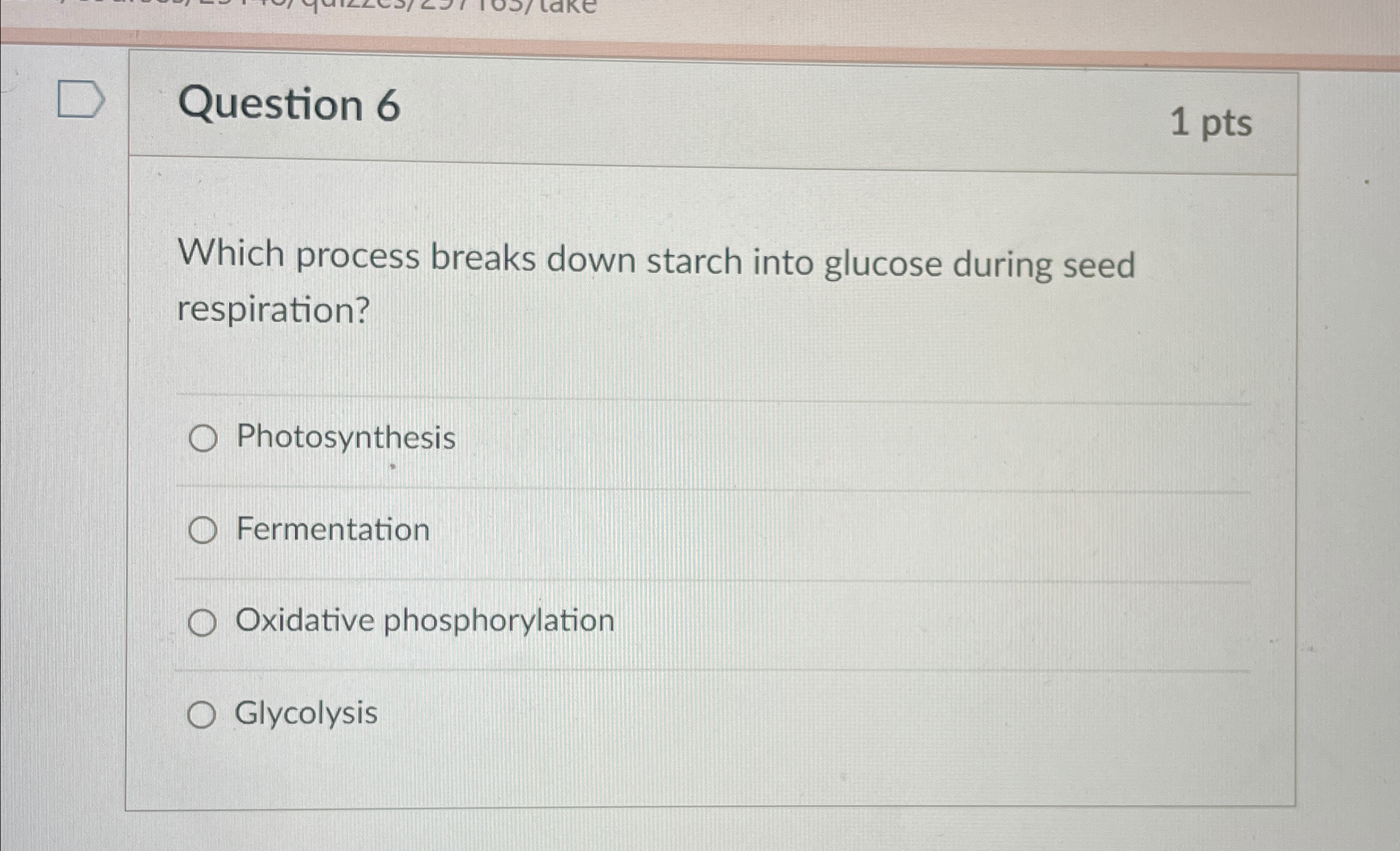 Solved Question 61ptsWhich process breaks down starch into | Chegg.com