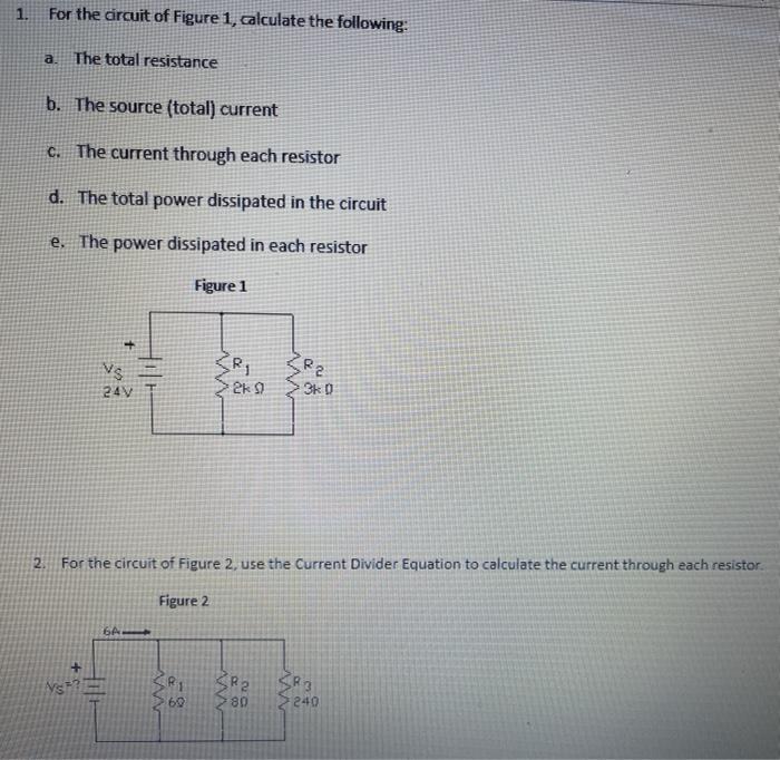 Solved 1. For the circuit of Figure 1, calculate the | Chegg.com