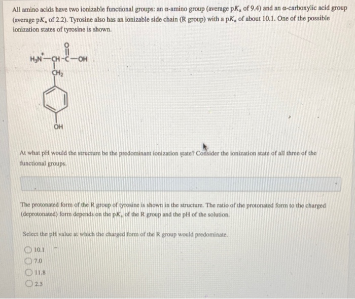 Solved All amino acids have two ionizable functional groups