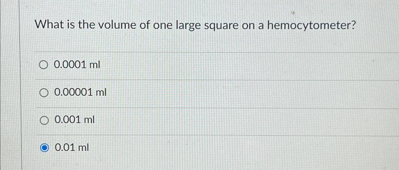 Solved What is the volume of one large square on a | Chegg.com
