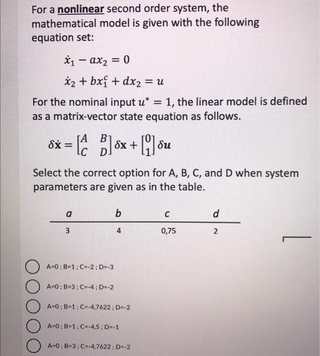 Solved For A Nonlinear Second Order System The Mathematical