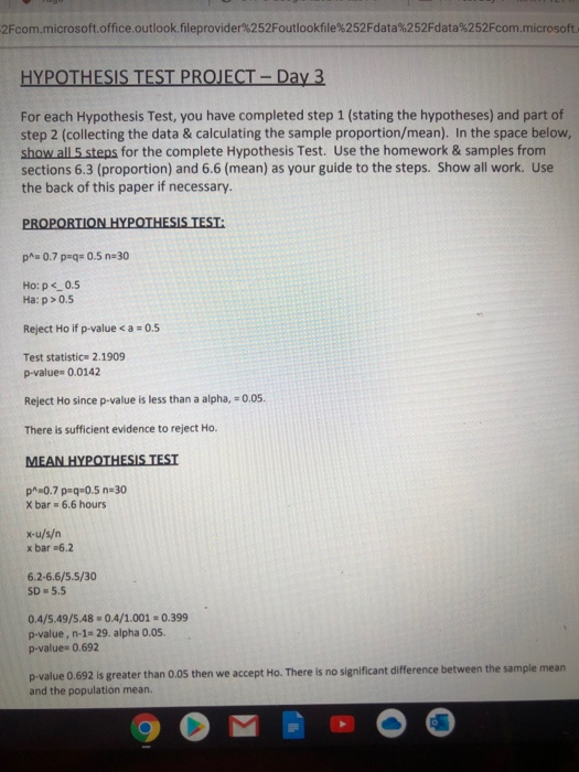Solved HYPOTHESIS TEST PROJECT - Day 4 Here you will write | Chegg.com