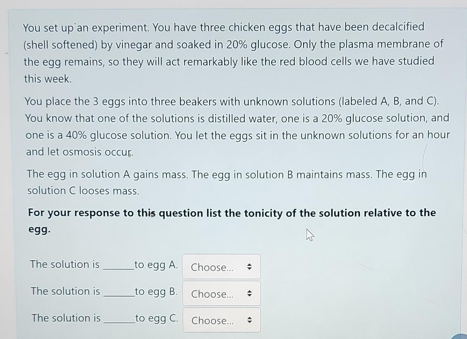 Solved You set up an experiment. You have three chicken eggs | Chegg.com