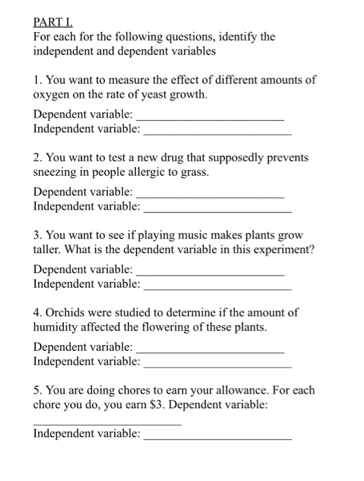 Solved PART I. For each for the following questions, | Chegg.com