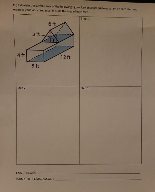 Solved #9) Calculate the surface area of the following | Chegg.com