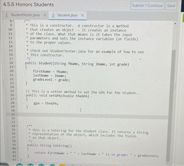 Solved 4.5.6 Honors Students 3. StudentTesterjava X 1 public | Chegg.com