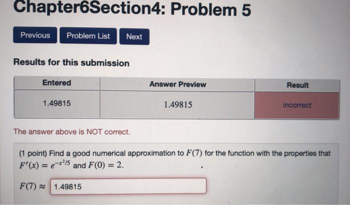 Solved Chapter6Section 4: Problem 5 Previous Problem List | Chegg.com