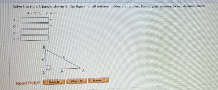 Solved Solve The Right Triangle Shown In The Figure For All | Chegg.com